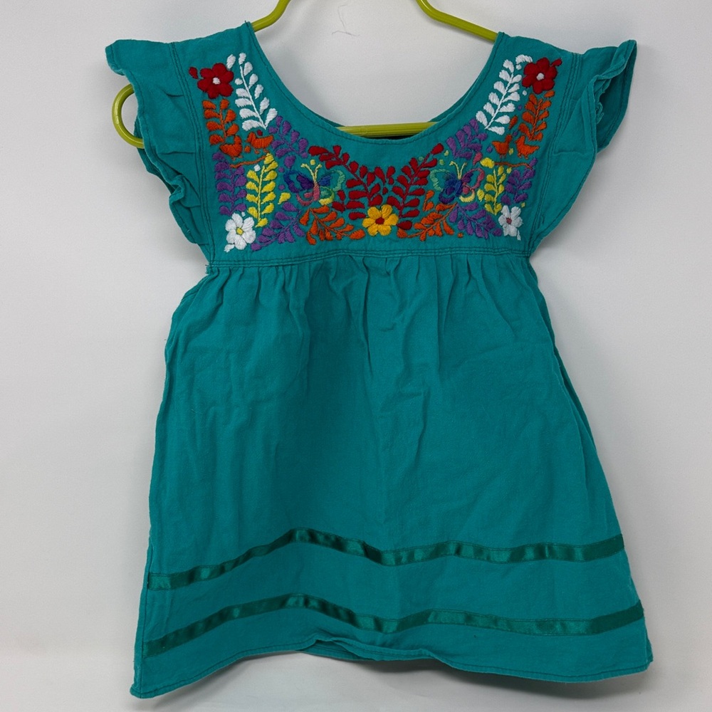 Teal Embroidered Boho dress